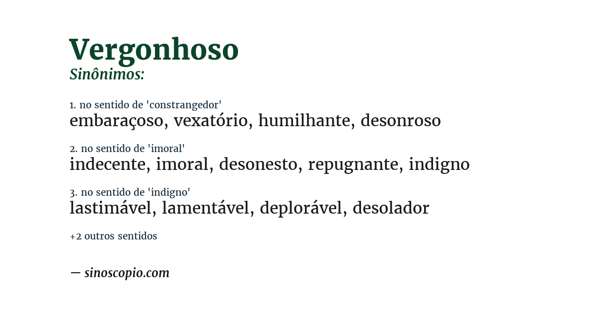 Sinônimo de vergonhoso
