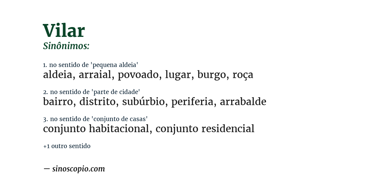 Sinônimo de vilar