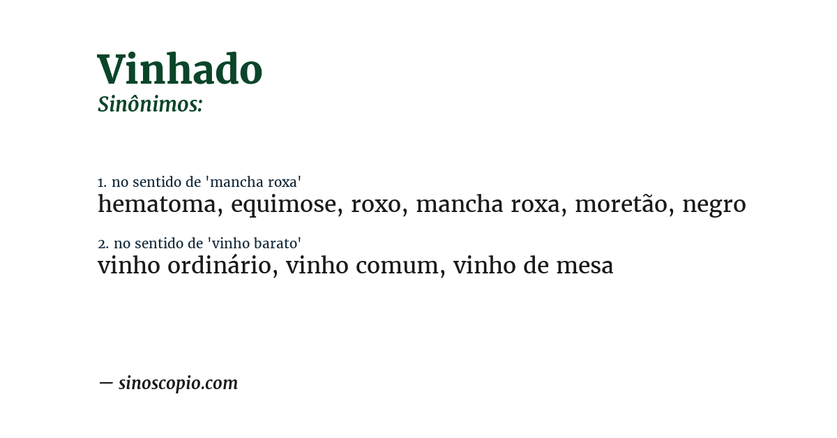 Sinônimo de vinhado
