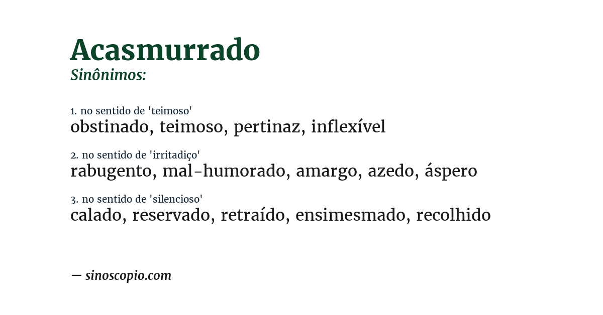 Sinônimo de acasmurrado