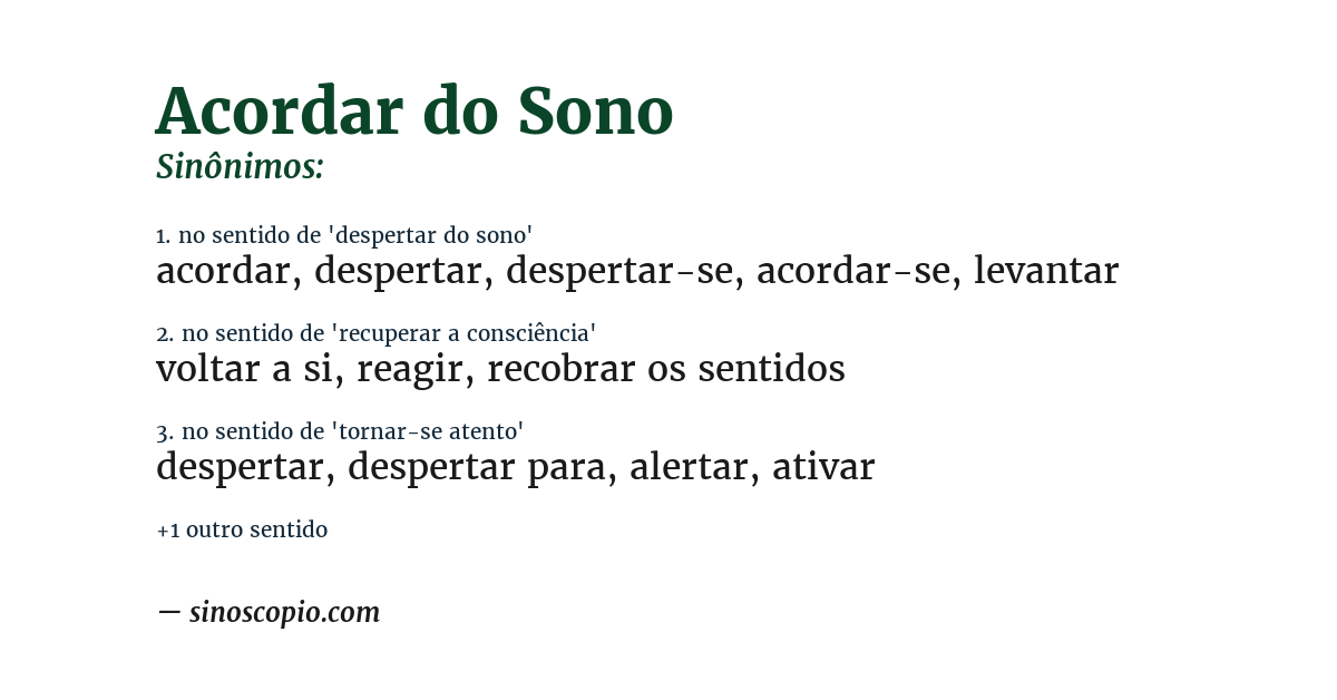 Sinônimo de acordar do sono