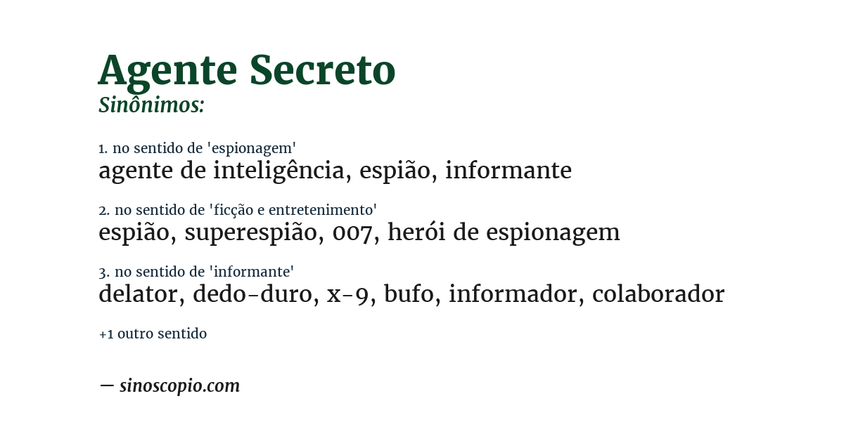 Sinônimo de agente secreto