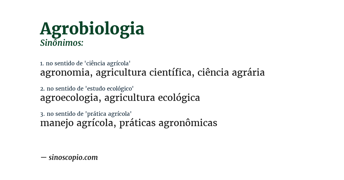 Sinônimo de agrobiologia