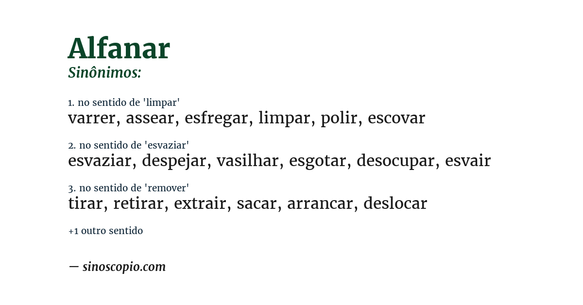 Sinônimo de alfanar