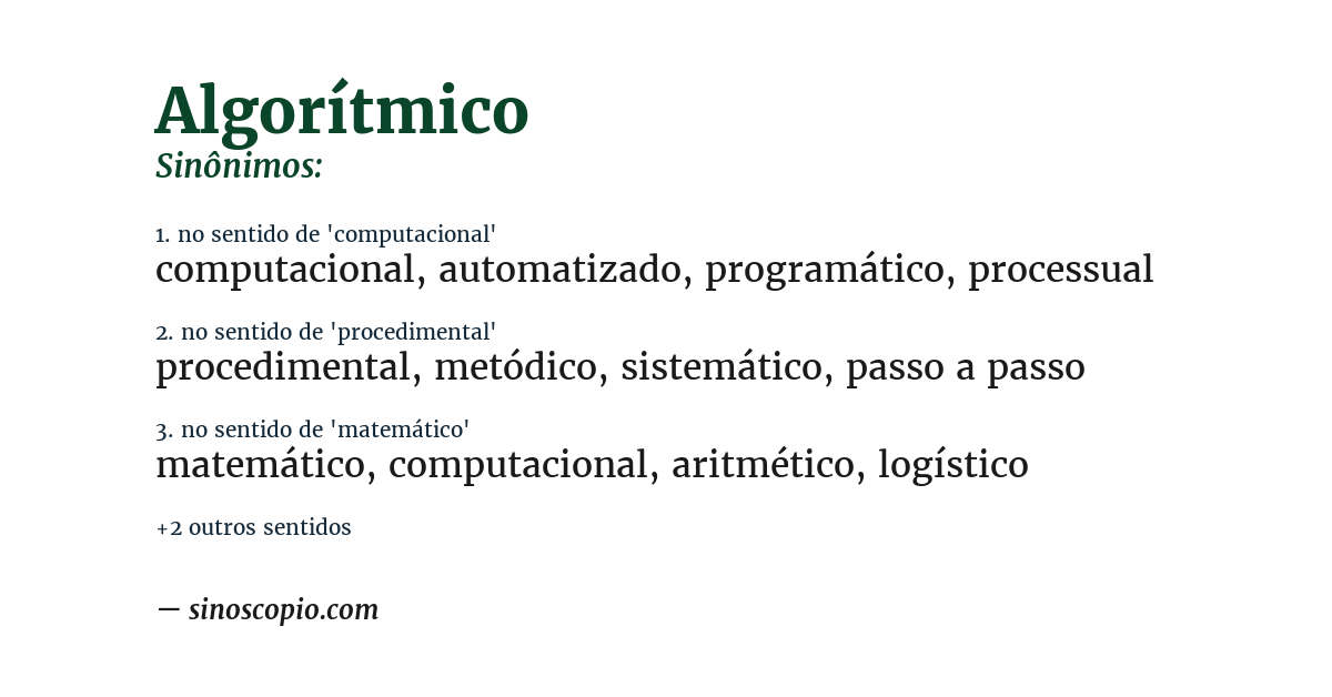 Sinônimo de algorítmico
