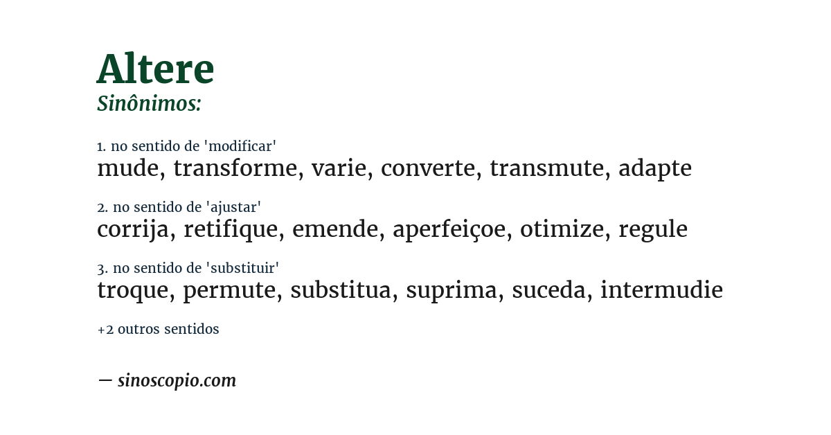 Sinônimo de altere