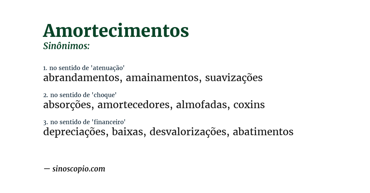 Sinônimo de amortecimentos
