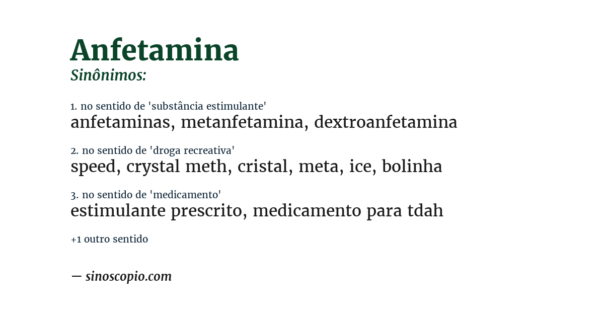 Sinônimo de anfetamina