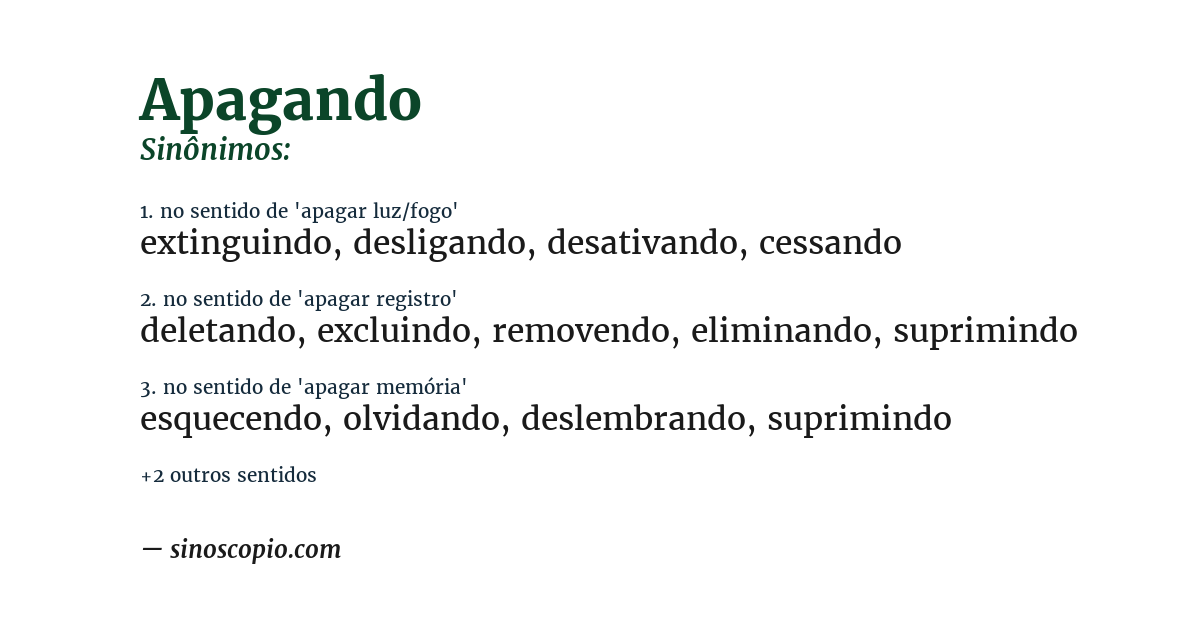 Sinônimo de apagando