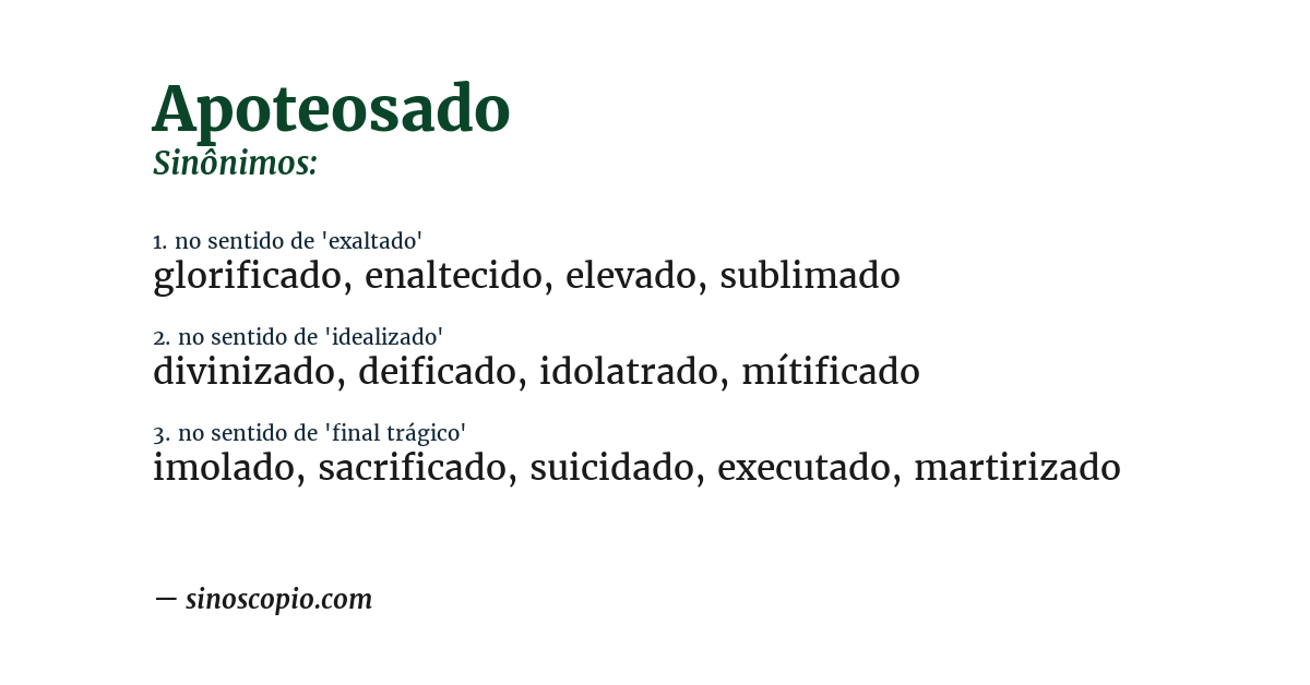 Sinônimo de apoteosado