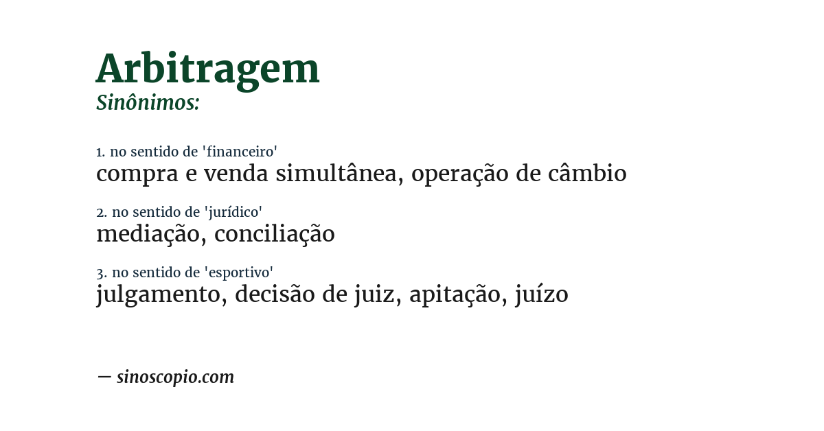 Sinônimo de arbitragem
