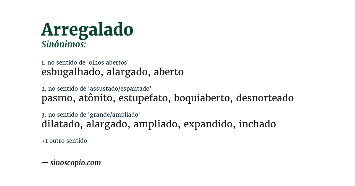 Sinônimo de arregalado