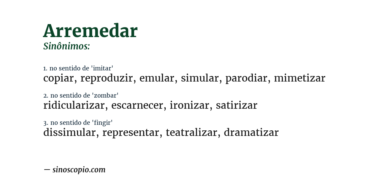 Sinônimo de arremedar