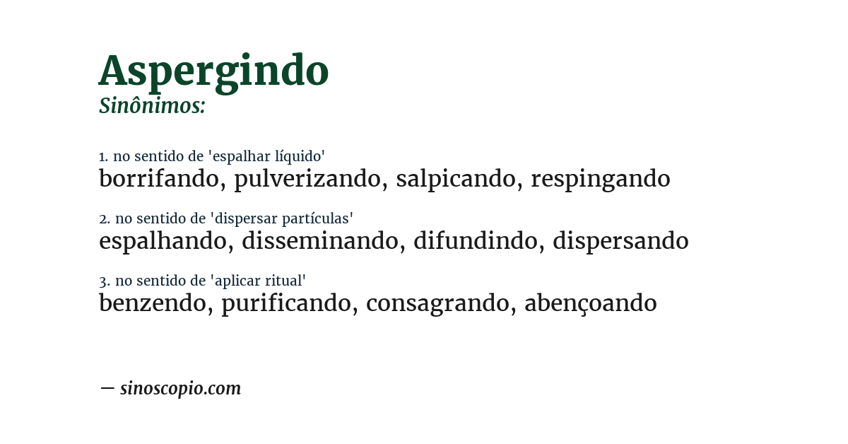 Sinônimo de aspergindo