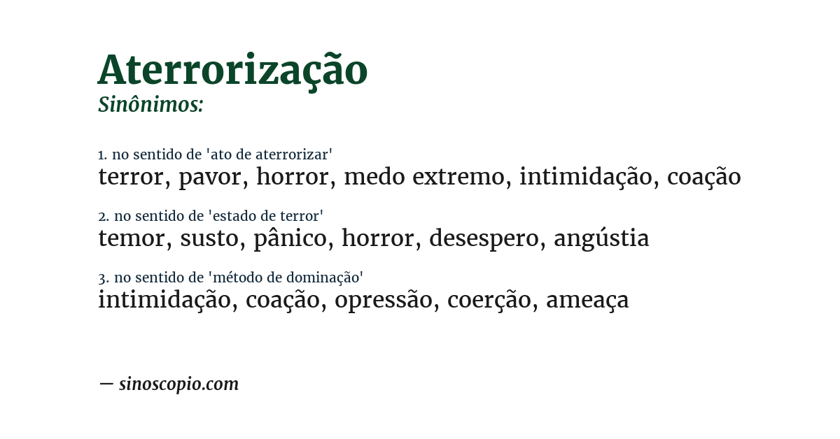 Sinônimo de aterrorização