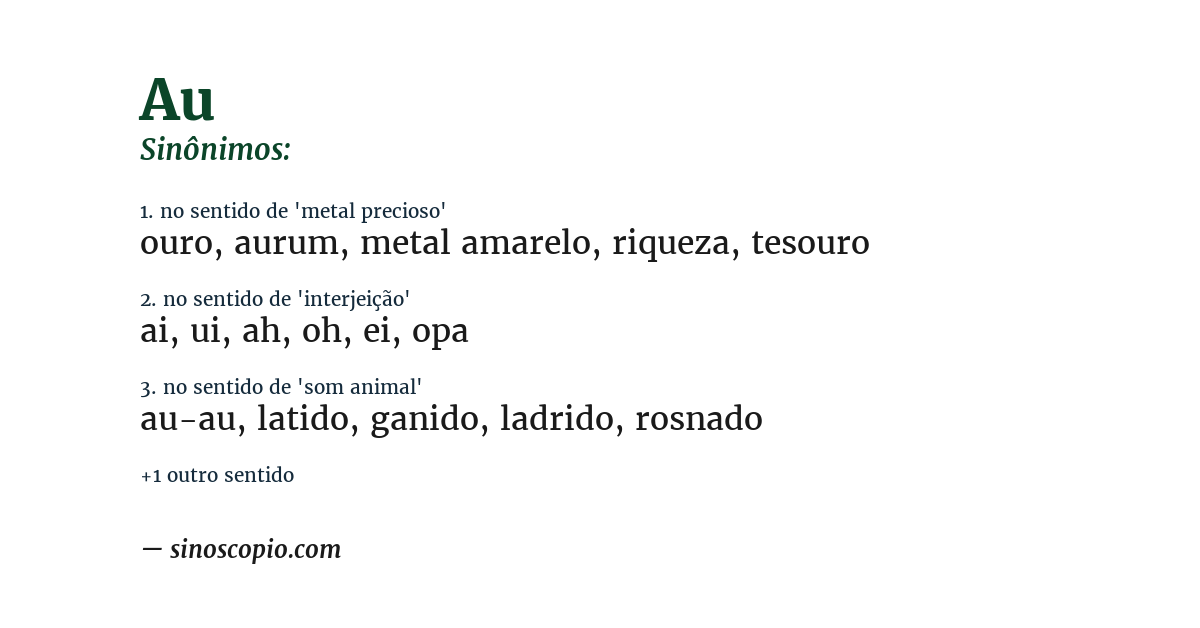Sinônimo de au