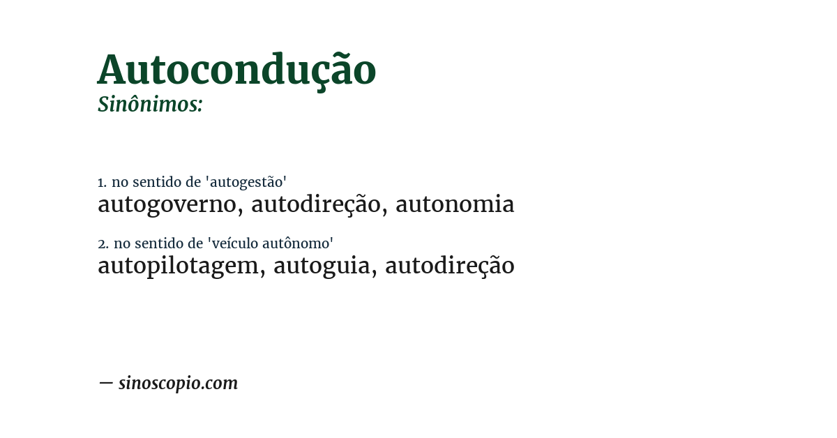 Sinônimo de autocondução