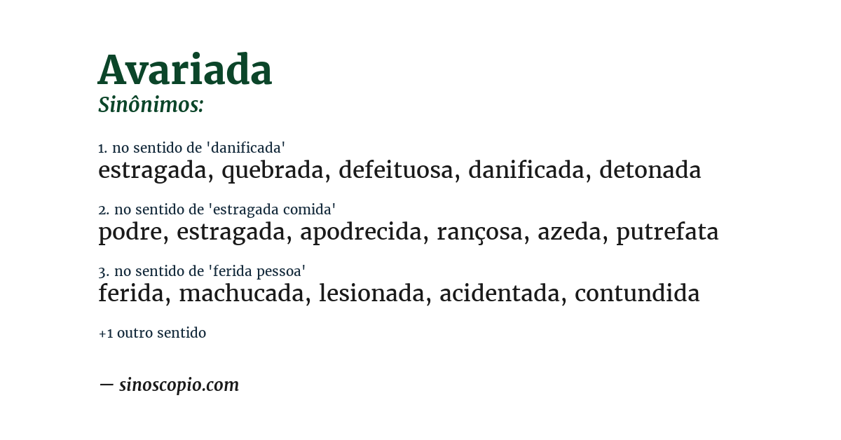 Sinônimo de avariada
