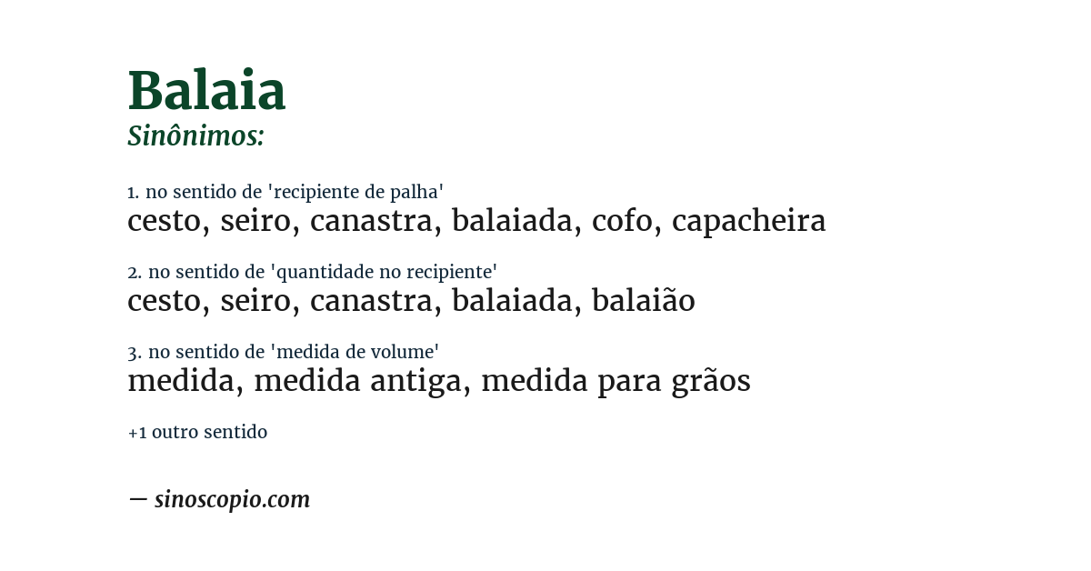 Sinônimo de balaia