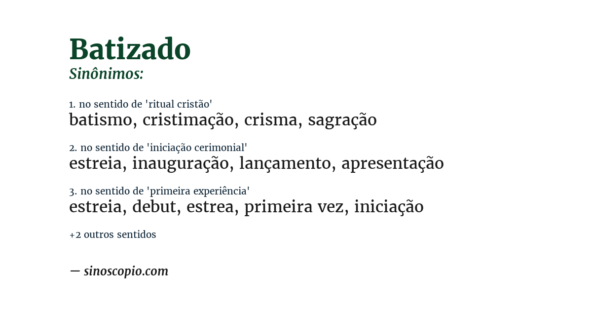 Sinônimo de batizado