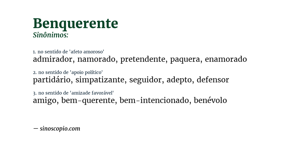 Sinônimo de benquerente