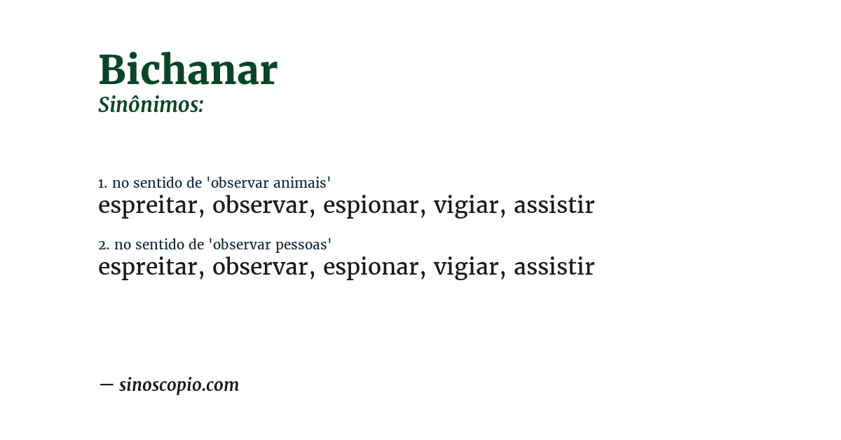 Sinônimo de bichanar