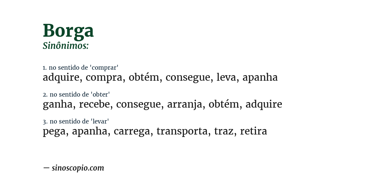 Sinônimo de borga