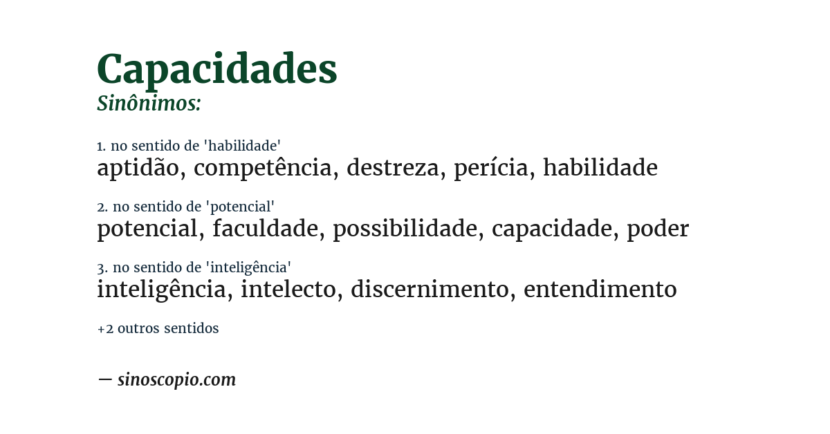 Sinônimo de capacidades