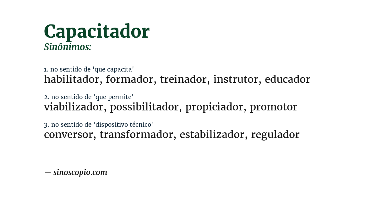 Sinônimo de capacitador