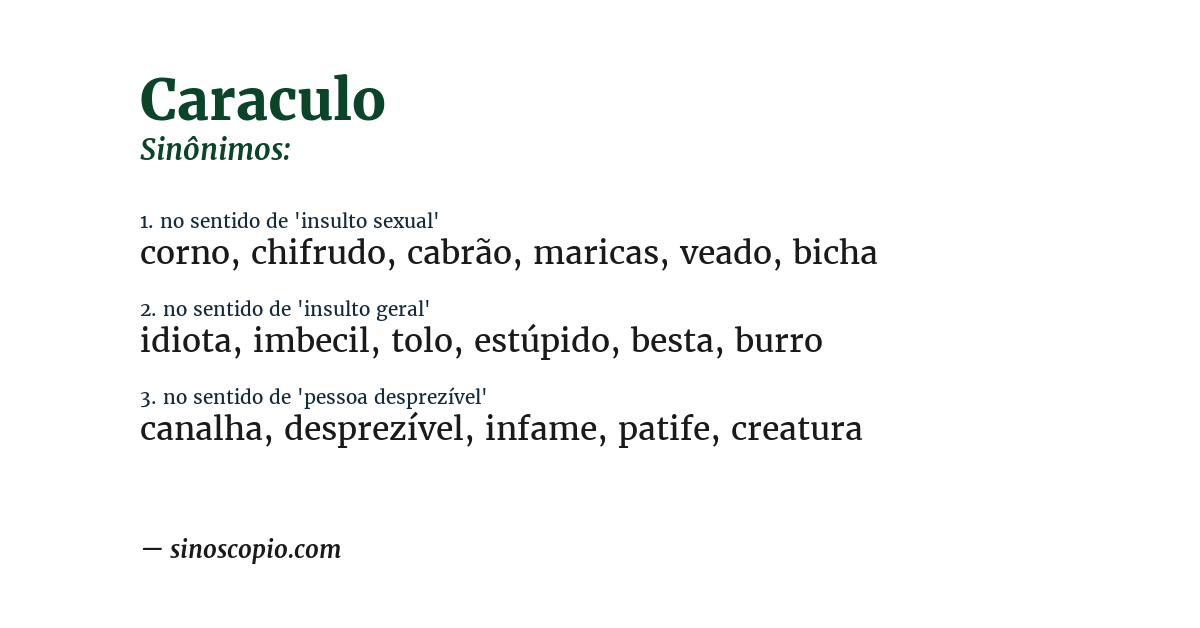 Sinônimo de caraculo