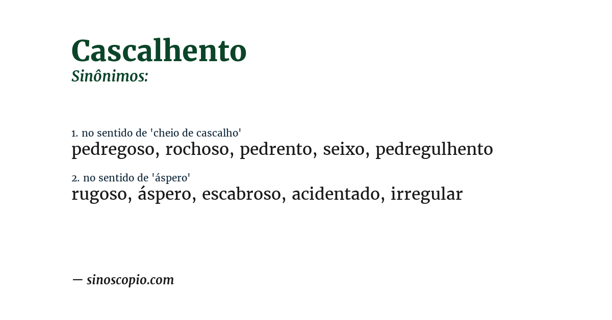 Sinônimo de cascalhento