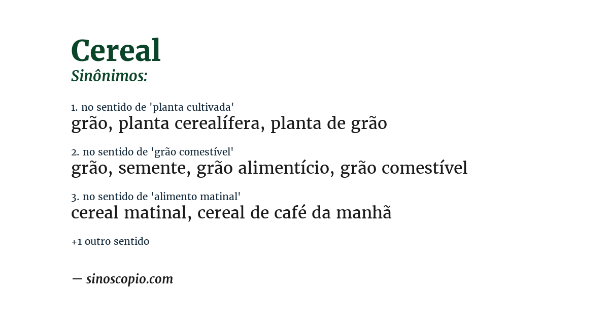 Sinônimo de cereal