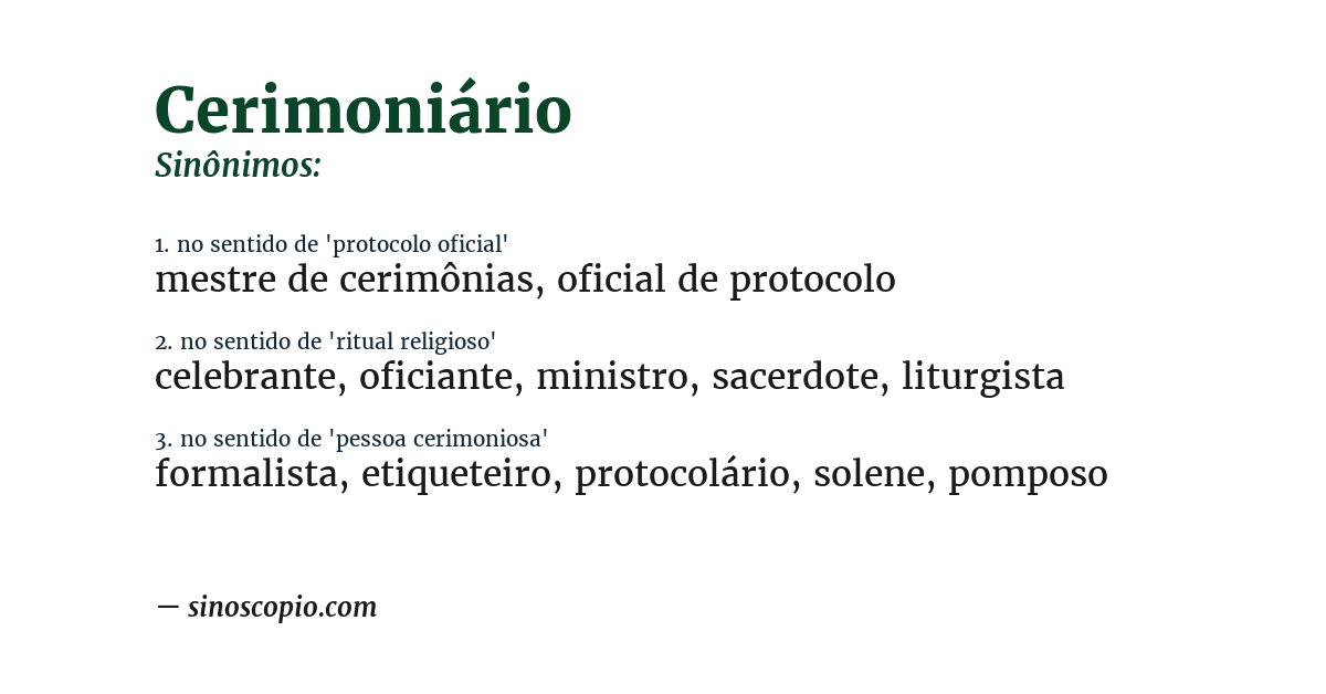 Sinônimo de cerimoniário