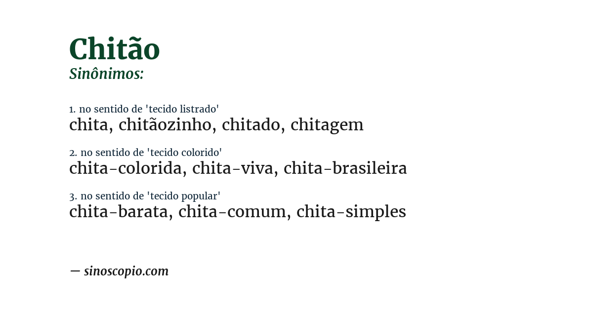 Sinônimo de chitão