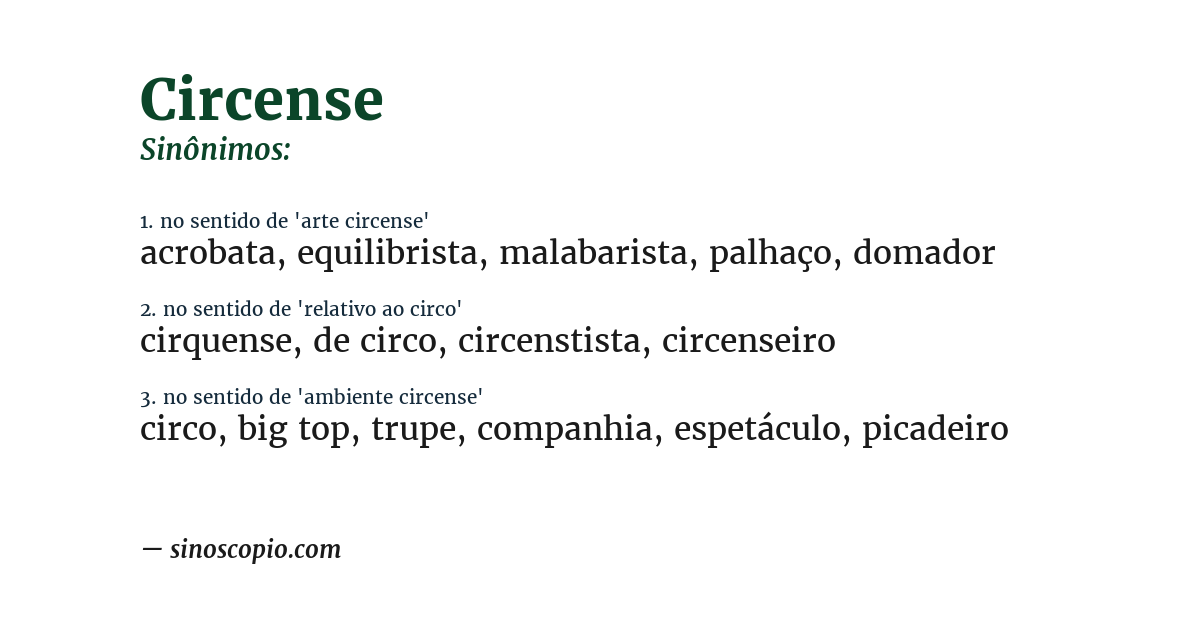 Sinônimo de circense