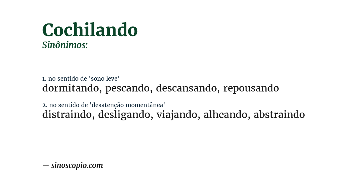 Sinônimo de cochilando