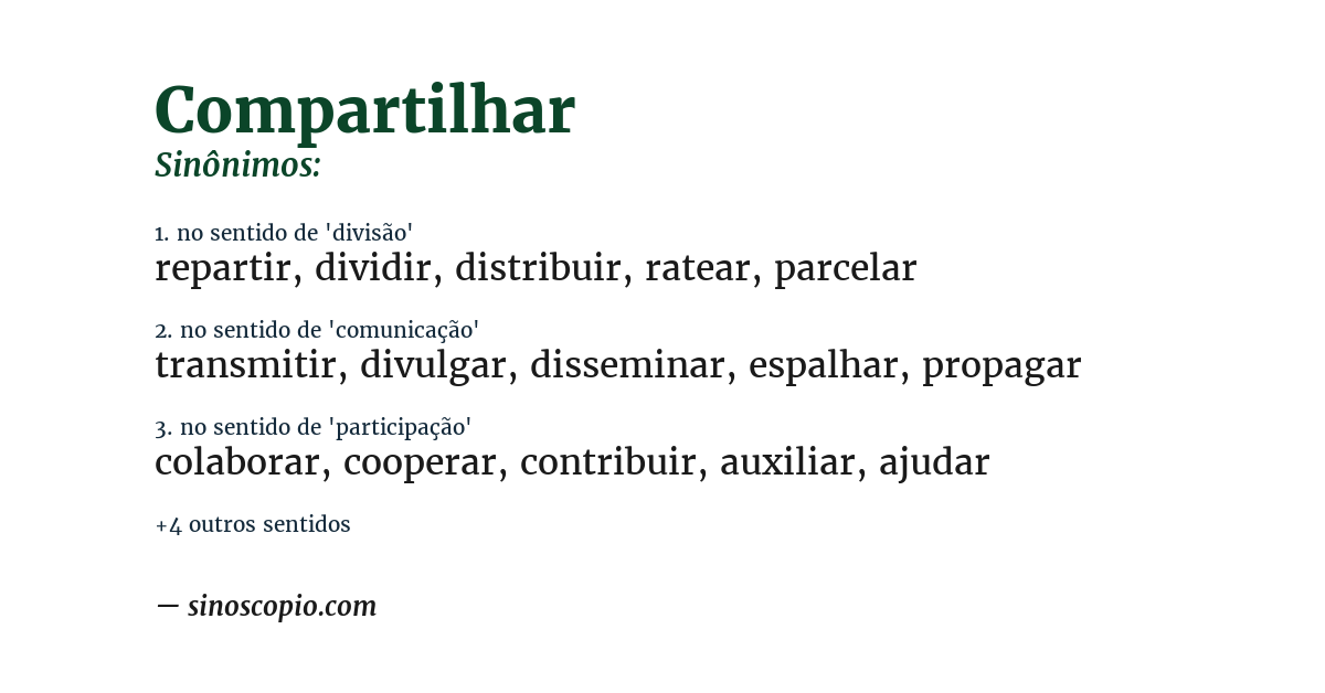 Sinônimo de compartilhar