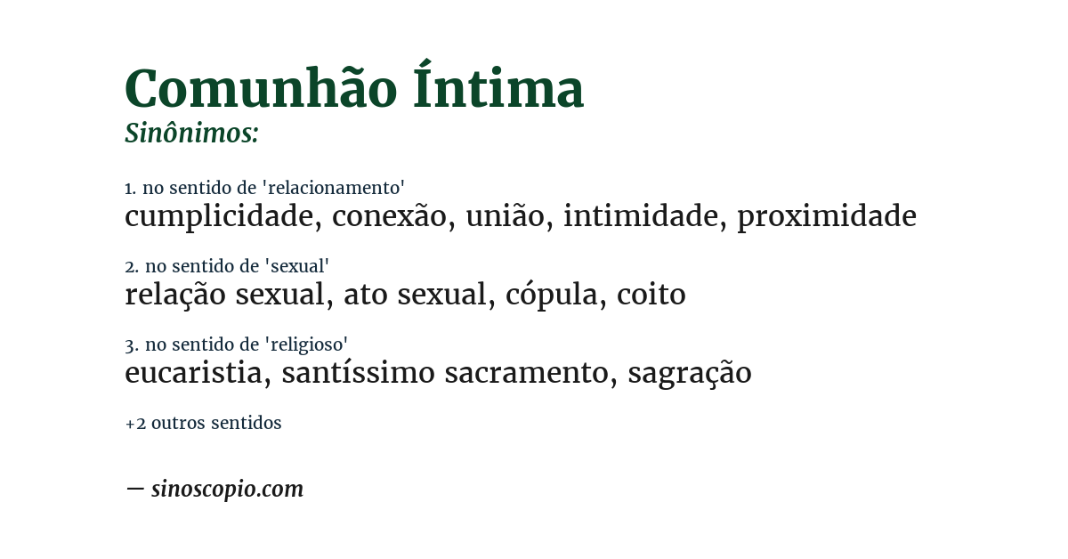 Sinônimo de comunhão íntima
