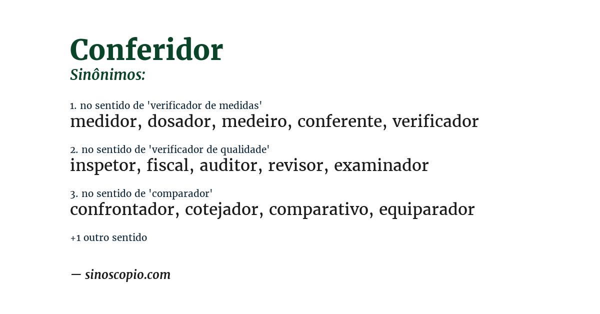 Sinônimo de conferidor