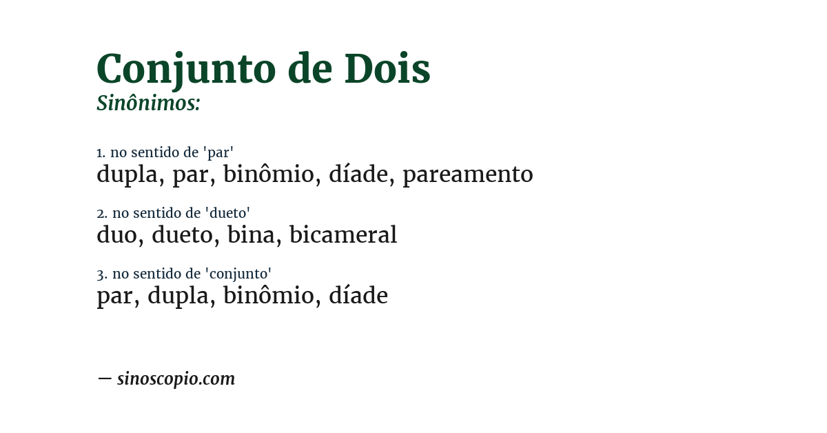 Sinônimo de conjunto de dois