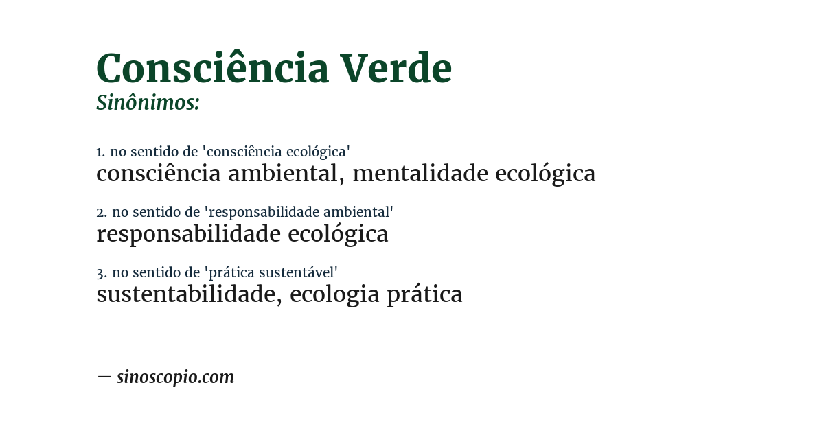 Sinônimo de consciência verde