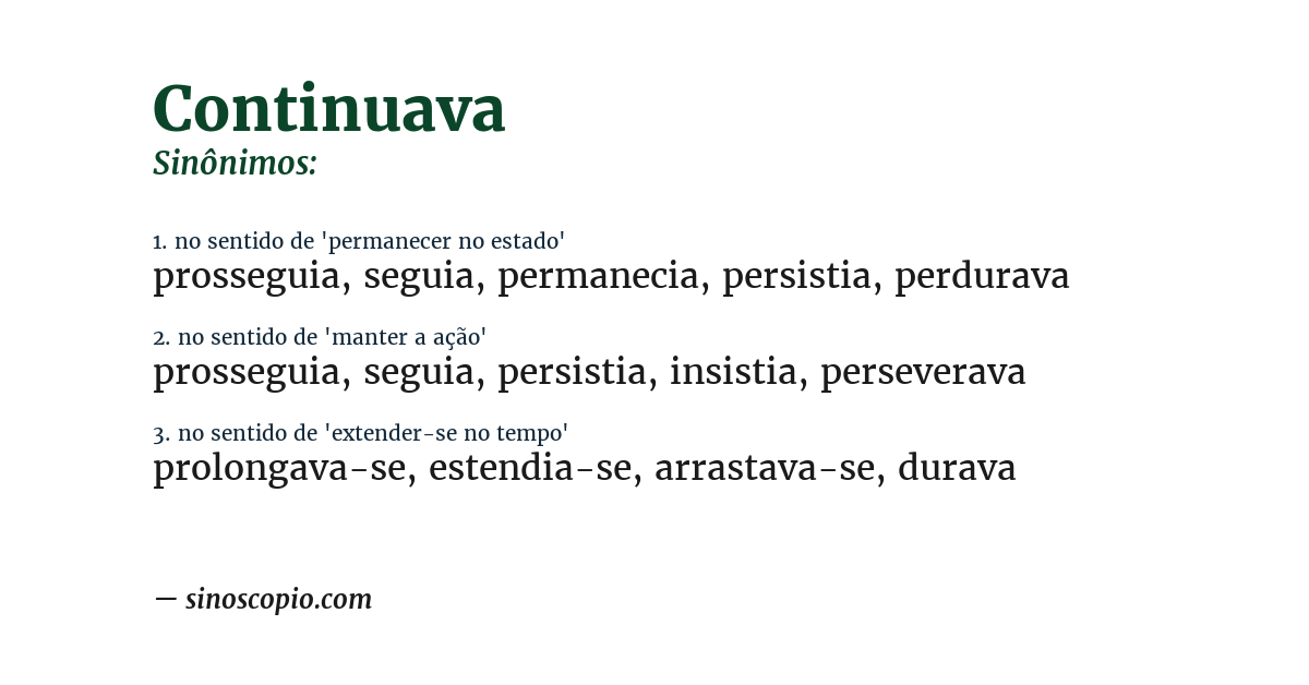 Sinônimo de continuava