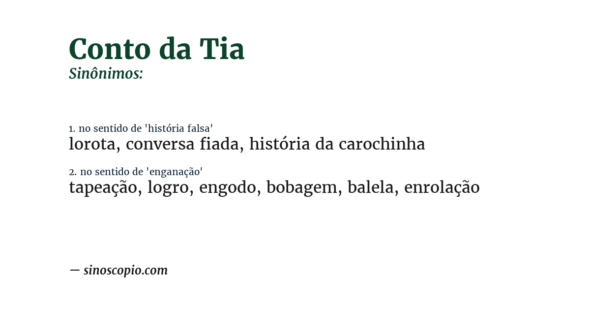 Sinônimo de conto da tia