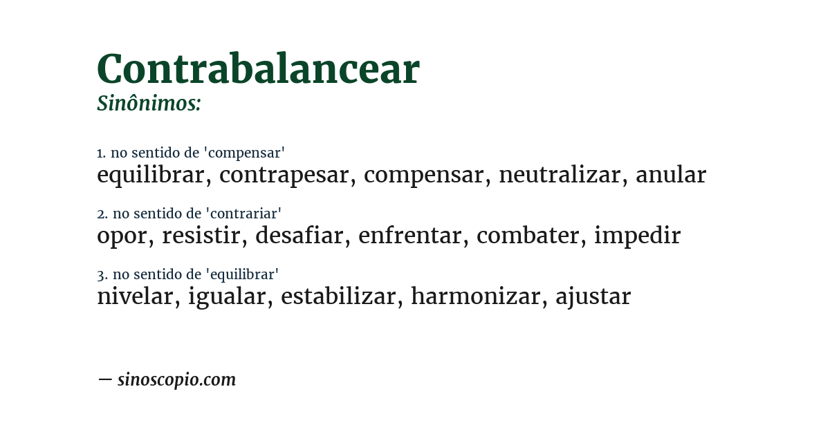 Sinônimo de contrabalancear