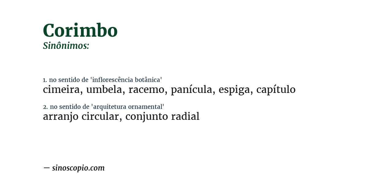 Sinônimo de corimbo
