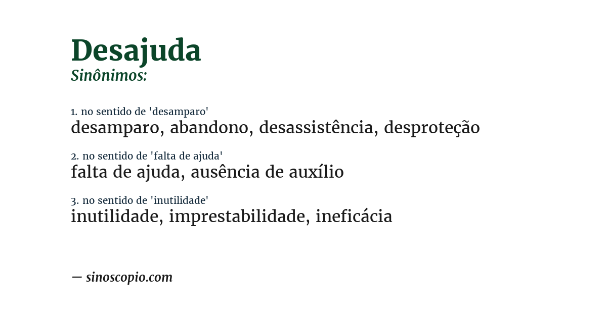 Sinônimo de desajuda