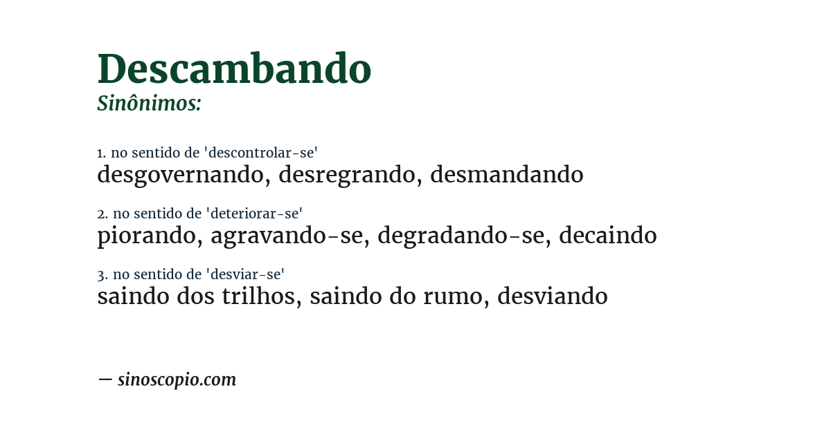 Sinônimo de descambando