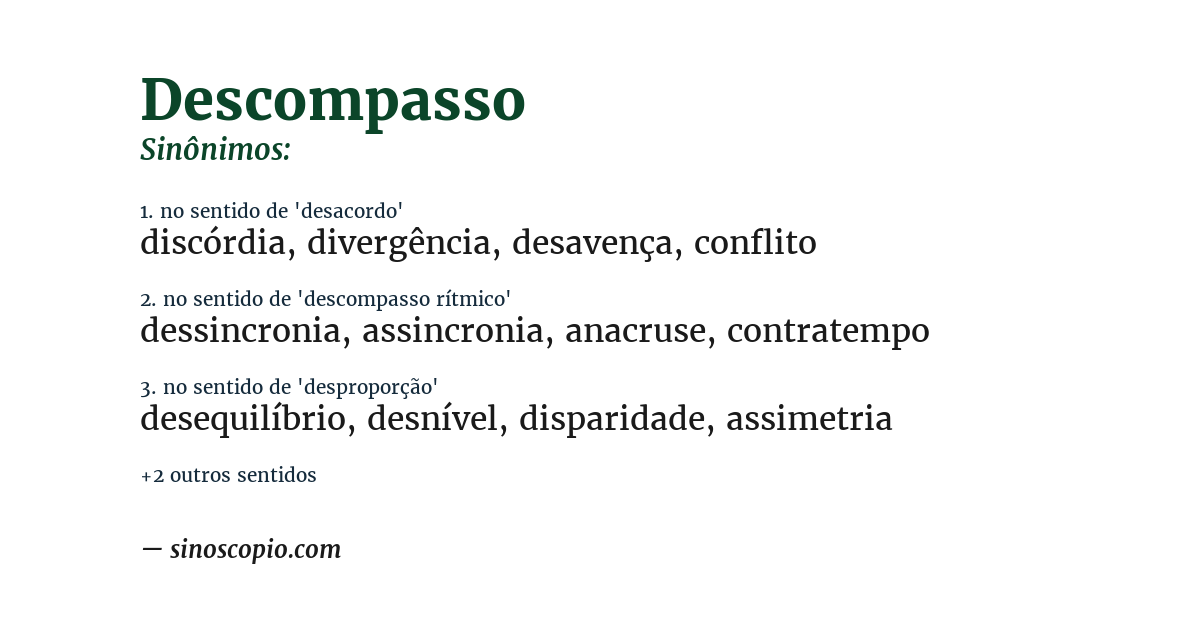 Sinônimo de descompasso