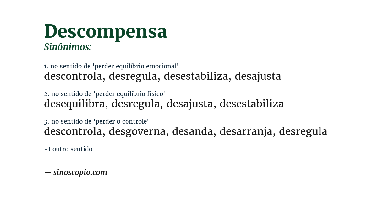 Sinônimo de descompensa