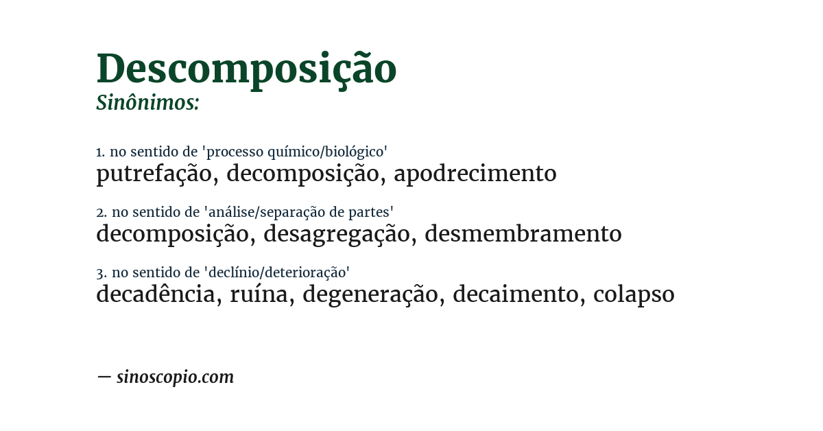 Sinônimo de descomposição